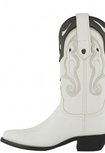 Mens White Ostrich Boots J-Toe