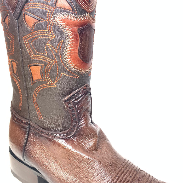 Los Altos Boots Brown Ostrich Quill Cowboy Boots