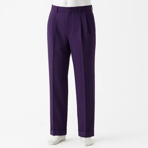 Luxury High-Waist Gurkha Pants in Purple – Pleated Mens Trousers