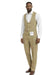 Mens Tan Plaid 3-Piece Suit Set with Double-Breasted Vest