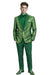 Mens Green Jacquard Tuxedo Suit – Slim Fit Floral Pattern Formal Suit for Wedding, Prom and Party Wear