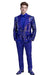 Mens Royal Blue Jacquard Tuxedo Suit – Slim Fit Baroque Pattern Formal Suit for Wedding, Prom and Party Wear
