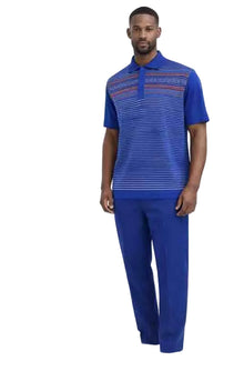 Mens Striped Polo T-Shirt – Modern Fit Short Sleeve Polo Tee in Royal Blue