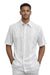 Mens White Embroidered Short Sleeve Button-Up Shirt
