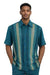 Teal Vertical Pattern Short Sleeve Button-Up Shirt