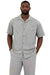 Mens Light Grey Short Sleeve Button-Up Shirt and Trouser Set