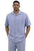 Mens Light Blue Short Sleeve Two-Piece Linen Look Set