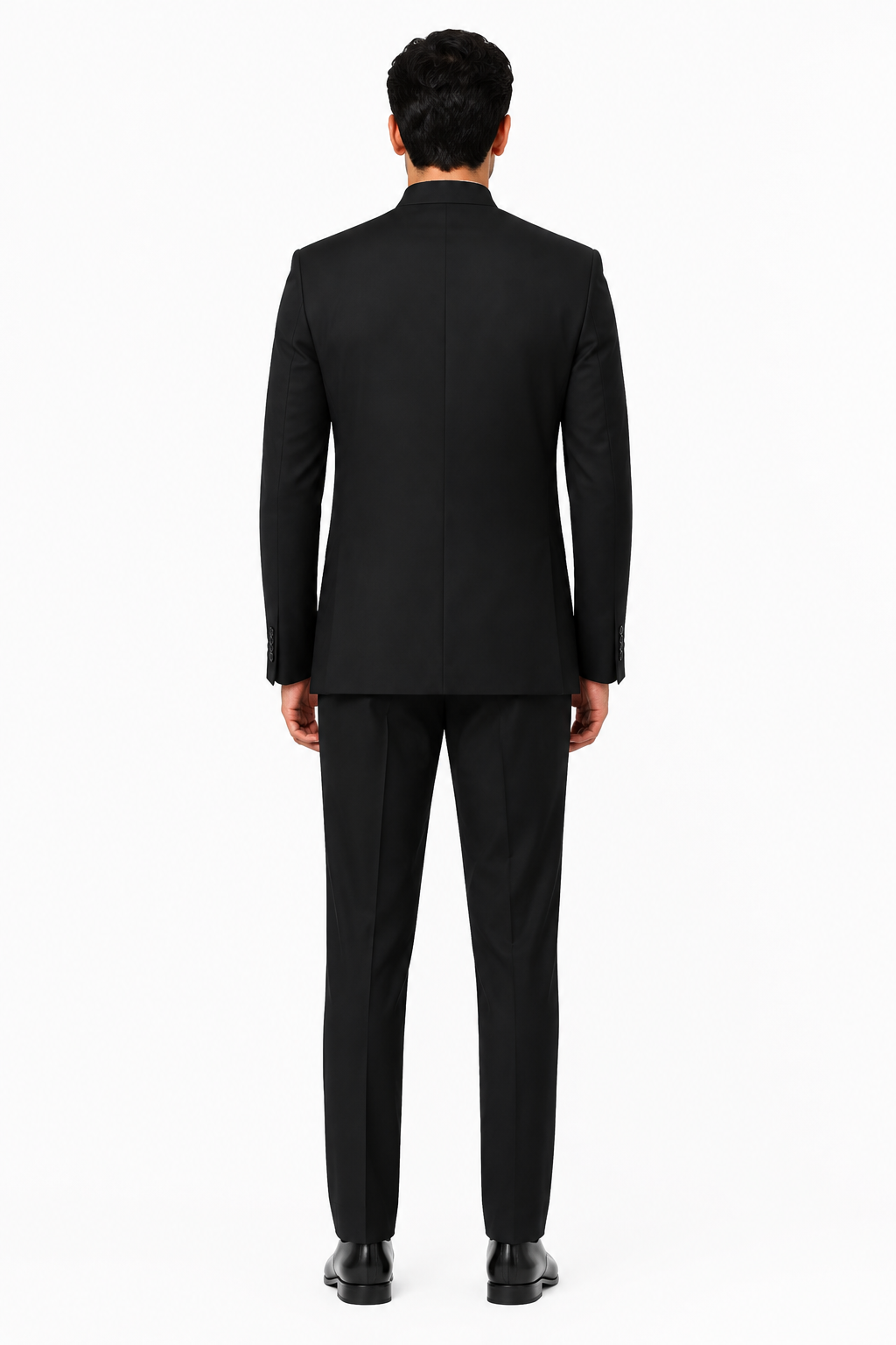 Apollo King Black Mandarin Collar Suit  Modern Fit