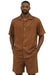 Mens Premium Brown Short Sleeve Shirt and Shorts Set