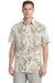 Mens Beige Abstract Print Short Sleeve Shirt With Walking Suit Plus Matching Pants – Casual Summer Button-Up Relaxed Fit