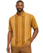 Mens Mustard Button-Up Short Sleeve Shirt With Walking Suit Plus Matching Pants– Vintage Pattern Casual Summer Shirt for Men