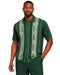 Mens Green Knit Polo Shirt Set with Geometric Pattern – Premium Short Sleeve Casual Summer Outfit