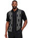 Mens Black Patterned Short Sleeve Button-Up Shirt – Modern Ethnic Print Casual Summer Shirt With Walking Suit Plus Matching Pants