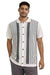 Mens Retro Vertical Stripe Button-Up Polo Shirt With Walking Suit Plus Matching Pants – Short Sleeve Casual Summer Knit Shirt White and Black