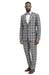 Mens Grey Plaid Suit – Slim Fit 2 Button Checkered Wedding and Prom Tuxedo Set