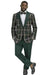 Mens Green Plaid Tuxedo Suit – Slim Fit Shawl Lapel Wedding and Prom Suit with Bow Tie