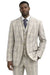 Mens Modern Fit 3-Piece Windowpane Check Suit – Sandstone Beige