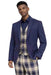 Mens Navy 3-Piece Suit – Slim Fit Solid Jacket with Plaid Vest and Trousers