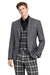 Mens Grey 3-Piece Suit with Plaid Waistcoat and Trousers – Slim Fit Formal Wedding Set