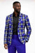 Mens Royal Blue Plaid Blazer with Matching Trousers Set