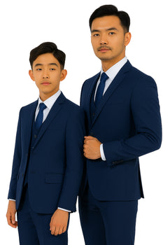 Father and Son Suits - Indigo Blue Boys Suit Perry Ellis Vested Boy's Wedding Suit in Indigo Blue - Image 4