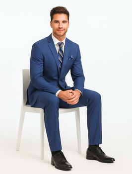 Indigo ~ Cobalt Blue ~ Teal New Blue Big and Tall Linen Suit - Image 4