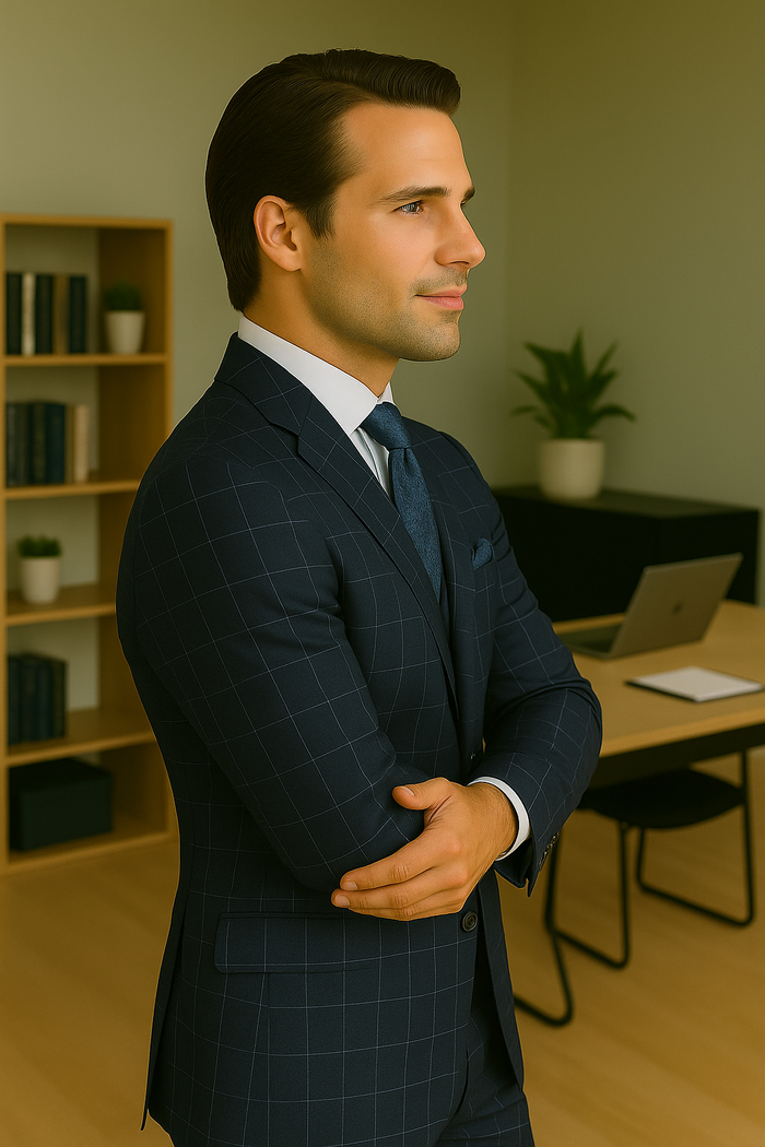 Wool Suit - Italian Made Business Suit by Statement Men's 3 Piece 100% Wool  Suit - Fashion Pattern Modern Fit