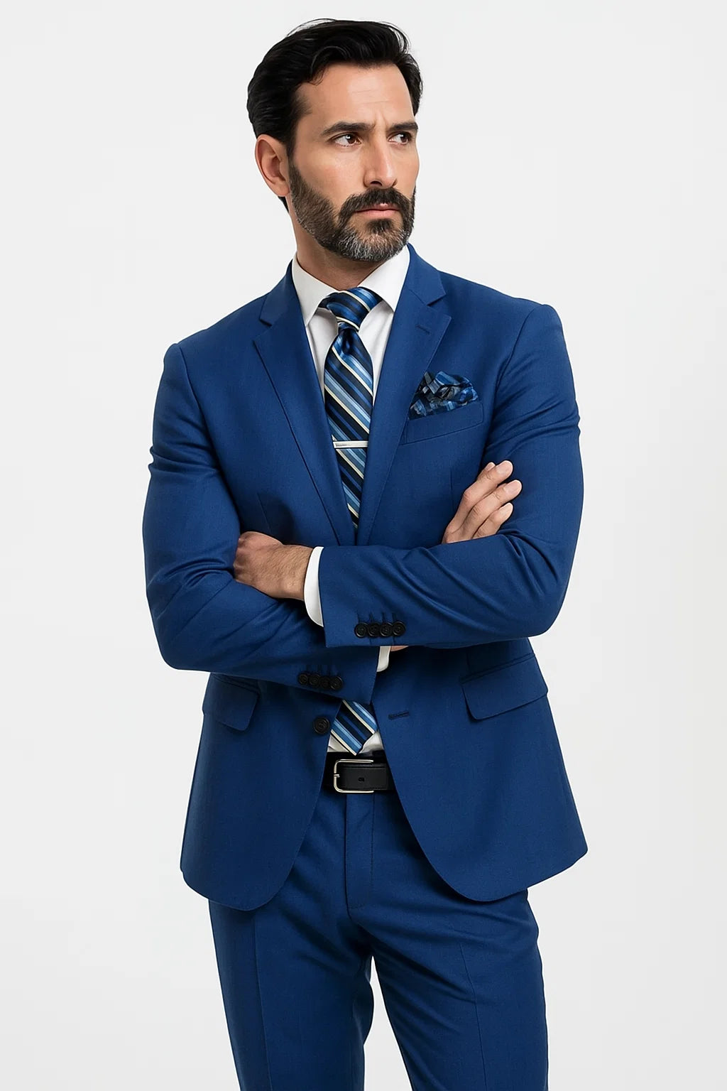 indigo suit