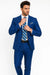 Indigo ~ Bright Blue ~ Cobalt Blue ~ Teal New Blue Linen Fabric Summer Men'S Suit 2 Button Style Flat Front Pants Regular Cut - Mens Linen Suit