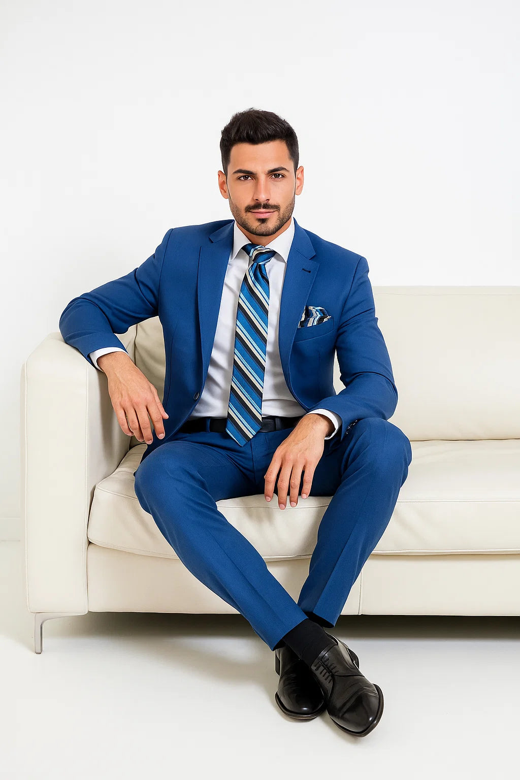 indigo suit