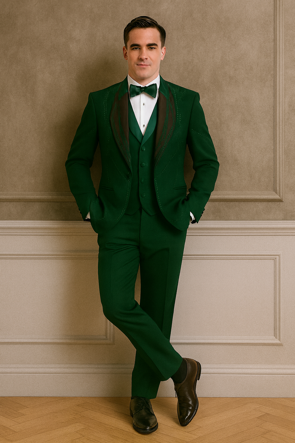 Hunter Green Italian Wool 3-Piece Modern Fit Tuxedo - Image 4