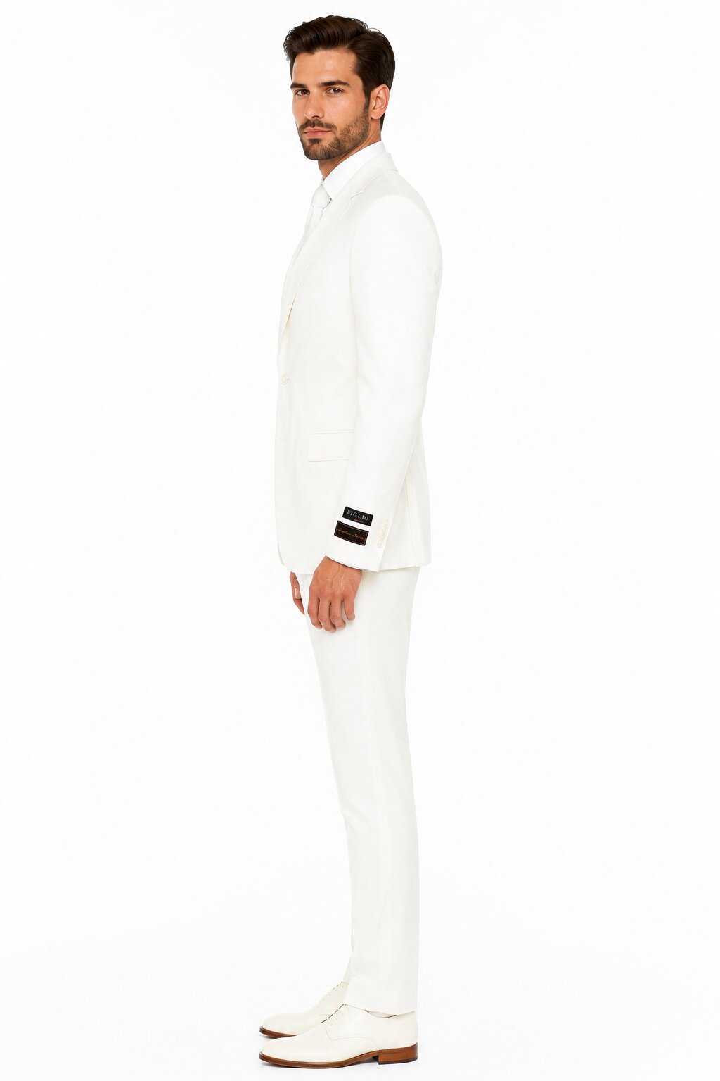 Novello Off-white, Modern Fit, Pure Wool Suit by Tiglio Luxe