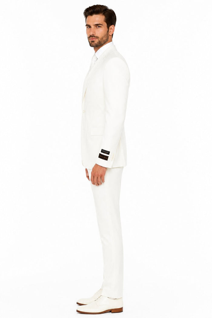 Novello Off-white, Modern Fit, Pure Wool Suit by Tiglio Luxe