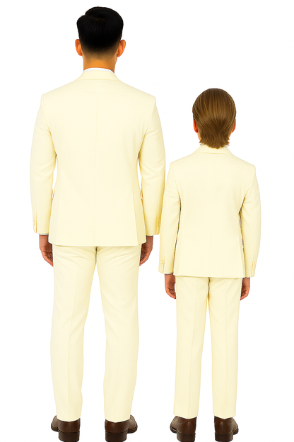 Father and Son Suits - Ivory Boys Suit Perry Ellis Vested Boy's Wedding Suit in Ivory Off White - Image 4