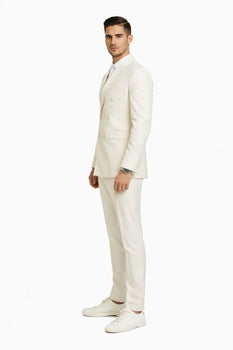 Ivory Double Breasted Linen Suit - Cream Color Summer Suit - Image 2