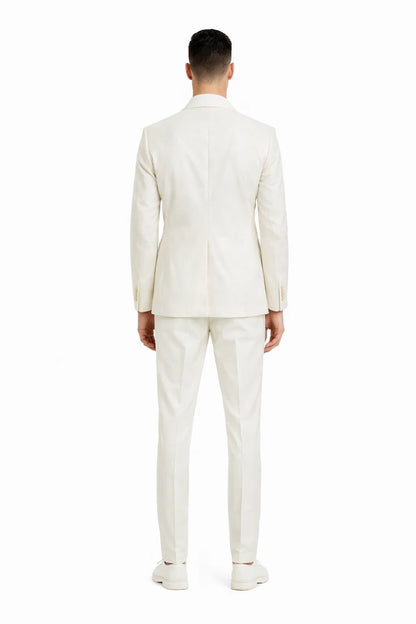 Ivory Double Breasted Linen Suit - Cream Color Summer Suit - Image 3