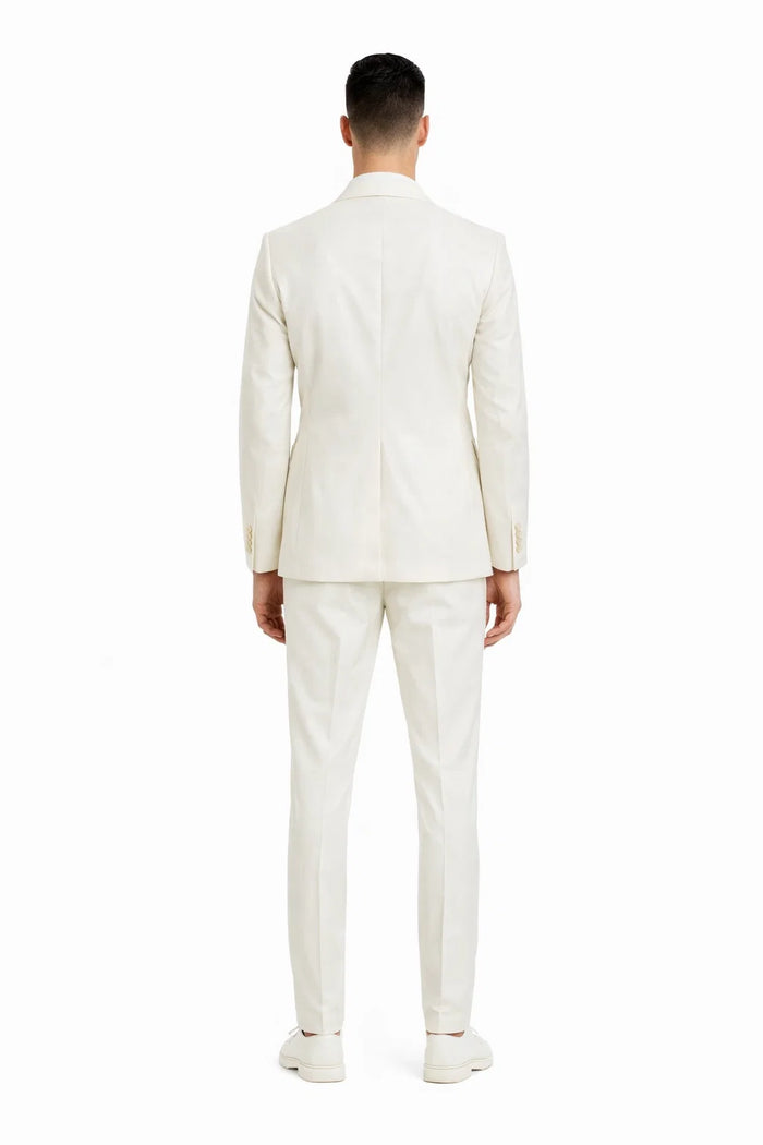 Ivory Double Breasted Linen Suit - Cream Color Summer Suit - Image 3