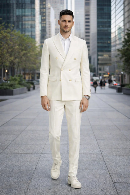 Ivory Double Breasted Linen Suit - Cream Color Summer Suit - Image 6