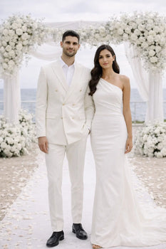 Ivory Double Breasted Linen Suit - Cream Color Summer Suit - Image 7