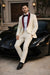 Men's Cream  Ivory One Button Cheap Priced Designer Fashion Dress Casual Blazer On Sale Burgundy Shawl Lapel Blazer