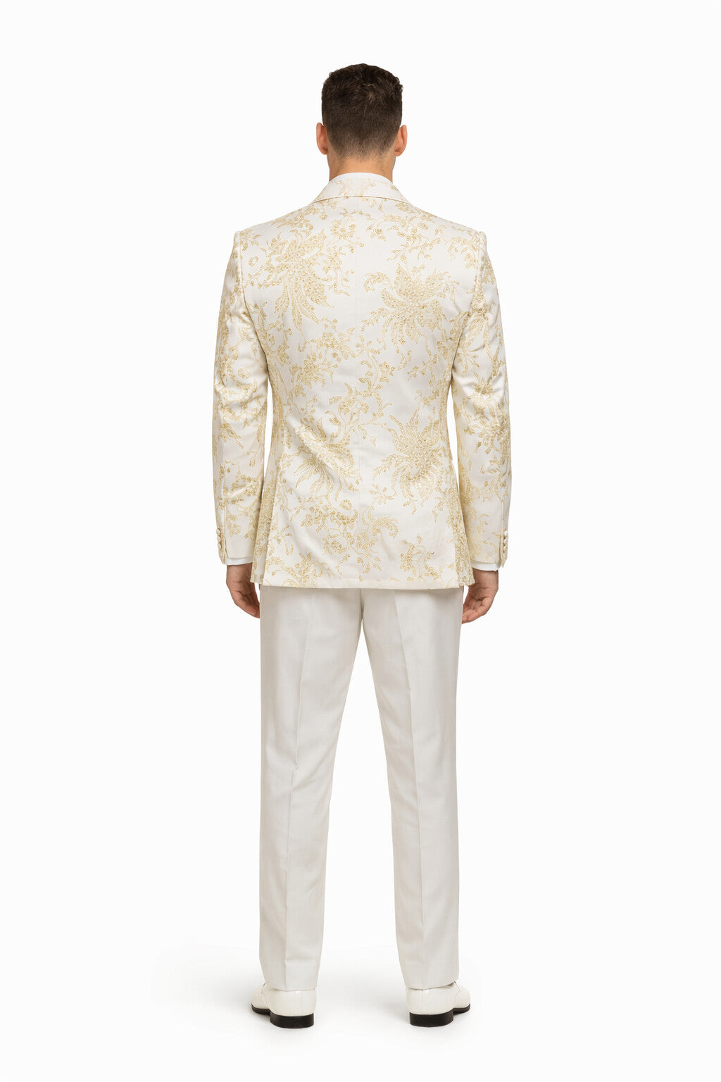 Men's  White ~ Ivory ~ Khaki ~ Tan & Gold Champagne Color Blazer Dinner Jack - Image 2
