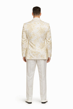 Men's  White ~ Ivory ~ Khaki ~ Tan & Gold Champagne Color Blazer Dinner Jack - Image 2