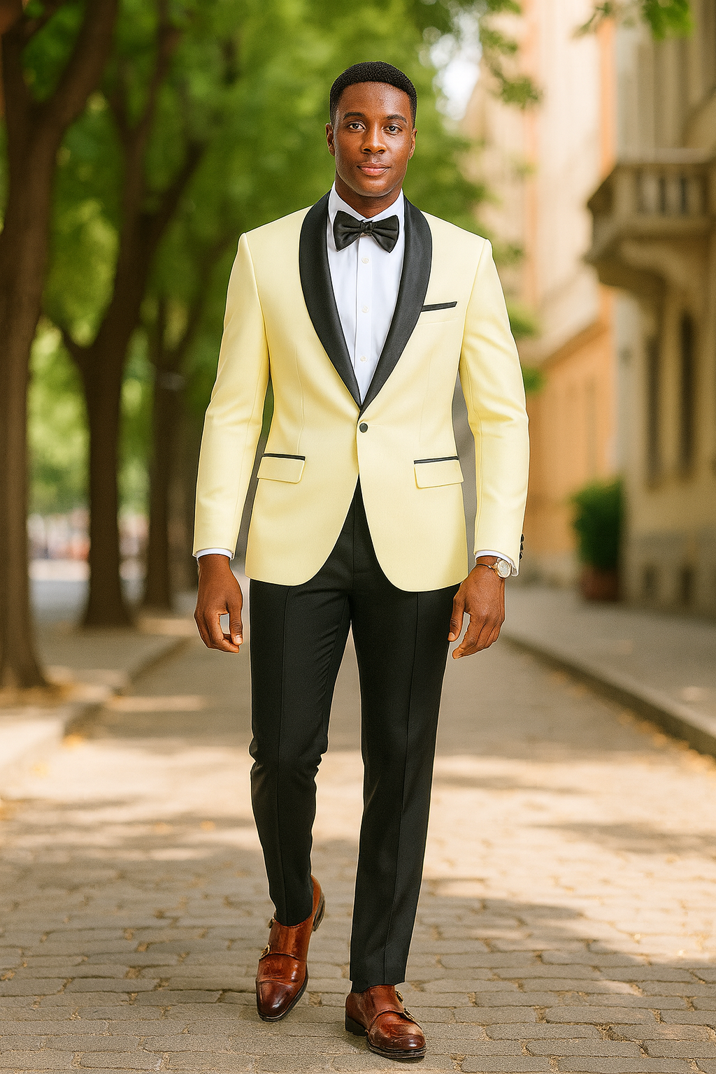 Big And Tall Suit For Men - Jacket + Pants + Bowtie + Pants - Ivory Suit - Image 6