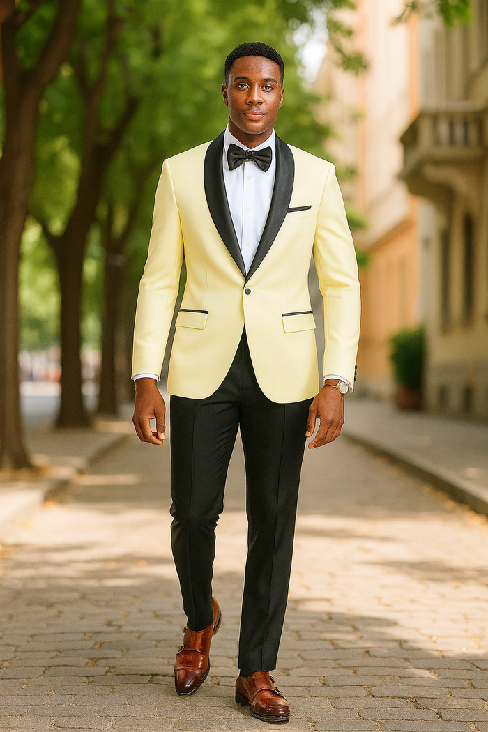 Big And Tall Suit For Men - Jacket + Pants + Bowtie + Pants - Ivory Suit - Image 6