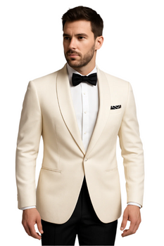 Men's 1 Button  Shawl Lapel Ivory White Tuxedo - Image 3