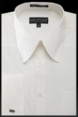Mens French Cuff Dress Shirt - Pat Riley Collar Ivory