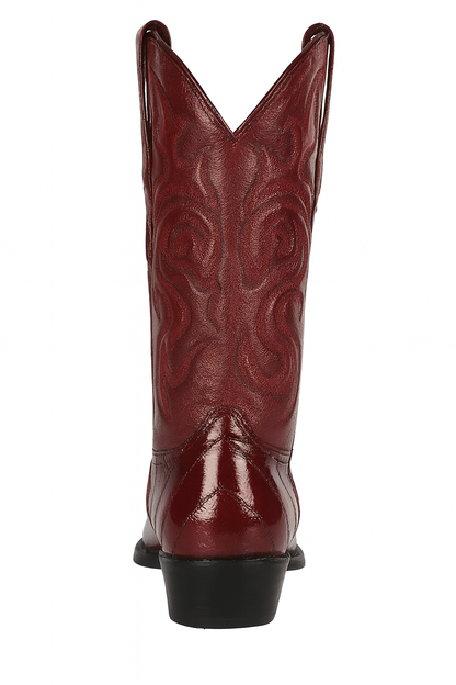 J Toe Cowboy Boots - J Toe Western Boots - Los Altos Boots - Mens Dress Cowboy Boot - Low Priced Burgundy Eel Cowboy Boots J-Toe- in  Burgundy - Image 5