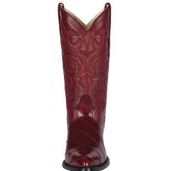 J Toe Cowboy Boots - J Toe Western Boots - Los Altos Boots - Mens Dress Cowboy Boot - Low Priced Burgundy Eel Cowboy Boots J-Toe- in  Burgundy - Image 9