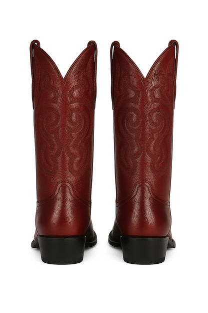 J Toe Cowboy Boots - J Toe Western Boots - Los Altos Boots - Mens Dress Cowboy Boot - Low Priced Burgundy Eel Cowboy Boots J-Toe- in  Burgundy - Image 2