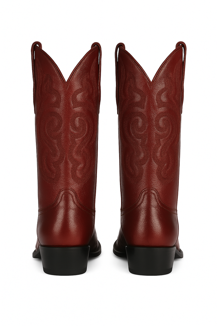 J Toe Cowboy Boots - J Toe Western Boots - Los Altos Boots - Mens Dress Cowboy Boot - Low Priced Burgundy Eel Cowboy Boots J-Toe- in  Burgundy - Image 2